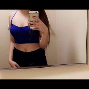 Blue laced crop top